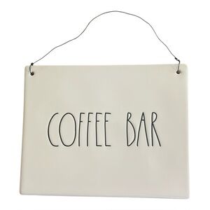 Rae Dunn COFFEE  BAR Ceramic Hanging Plaque Sign 7.5 X 6”- No Chips/No Scratches